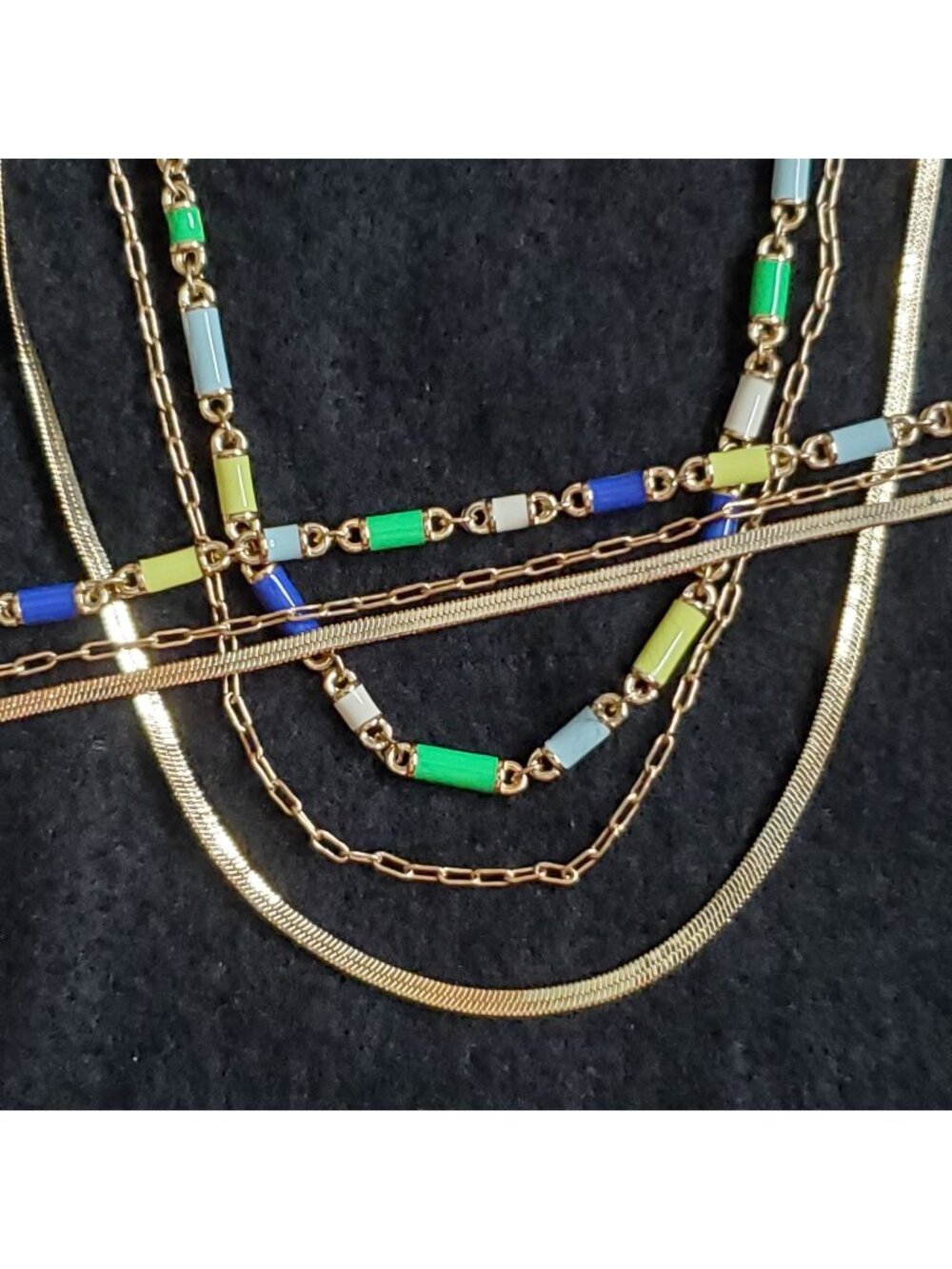 Vintage Loft Necklace Layered Bracelet Gold Tone Multicolor 7.5" 17-19"